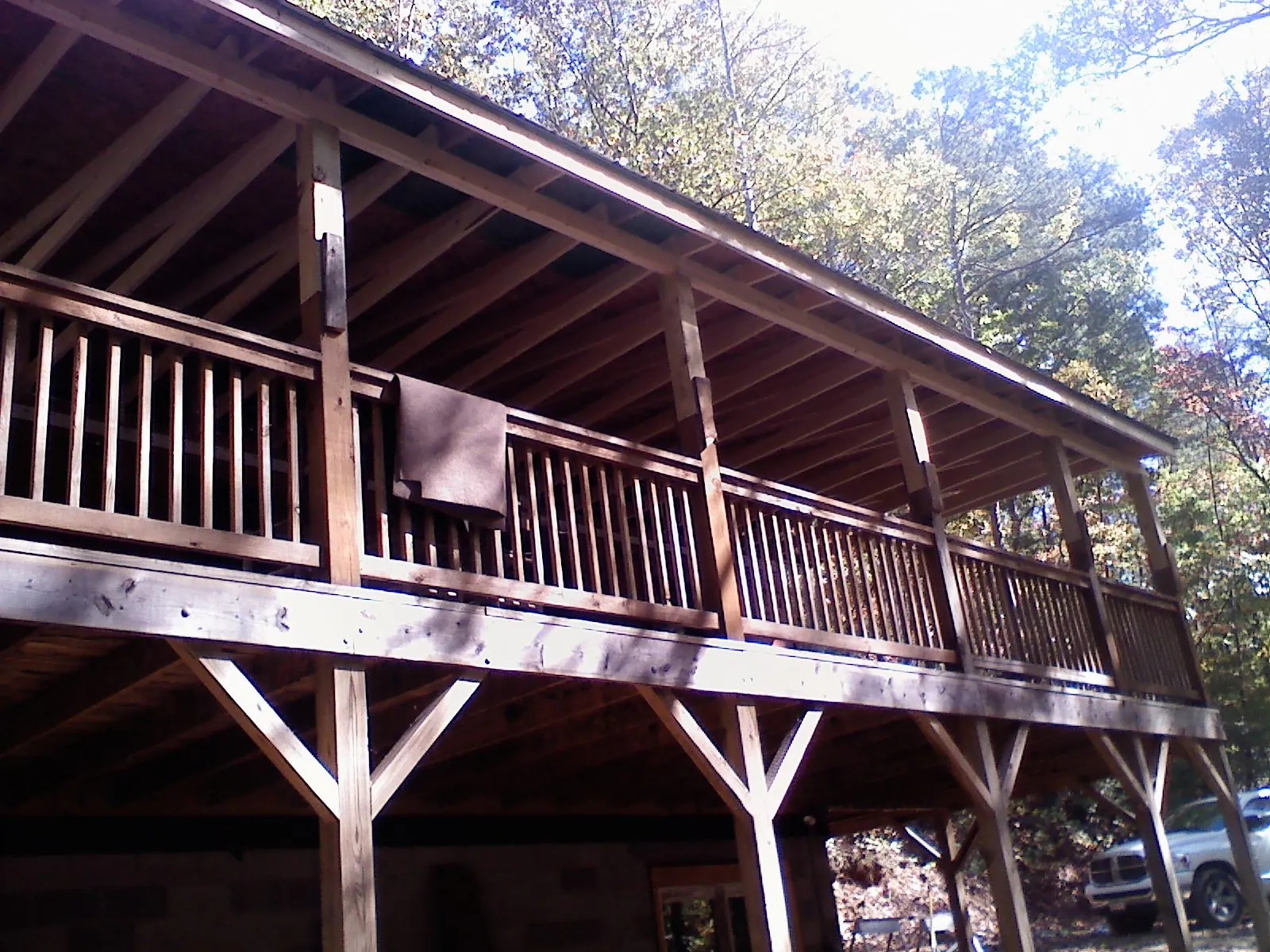 Timber framing under a new elevated porch and deck — Roof Leak Repair in Whiteland by Roofing Brothers